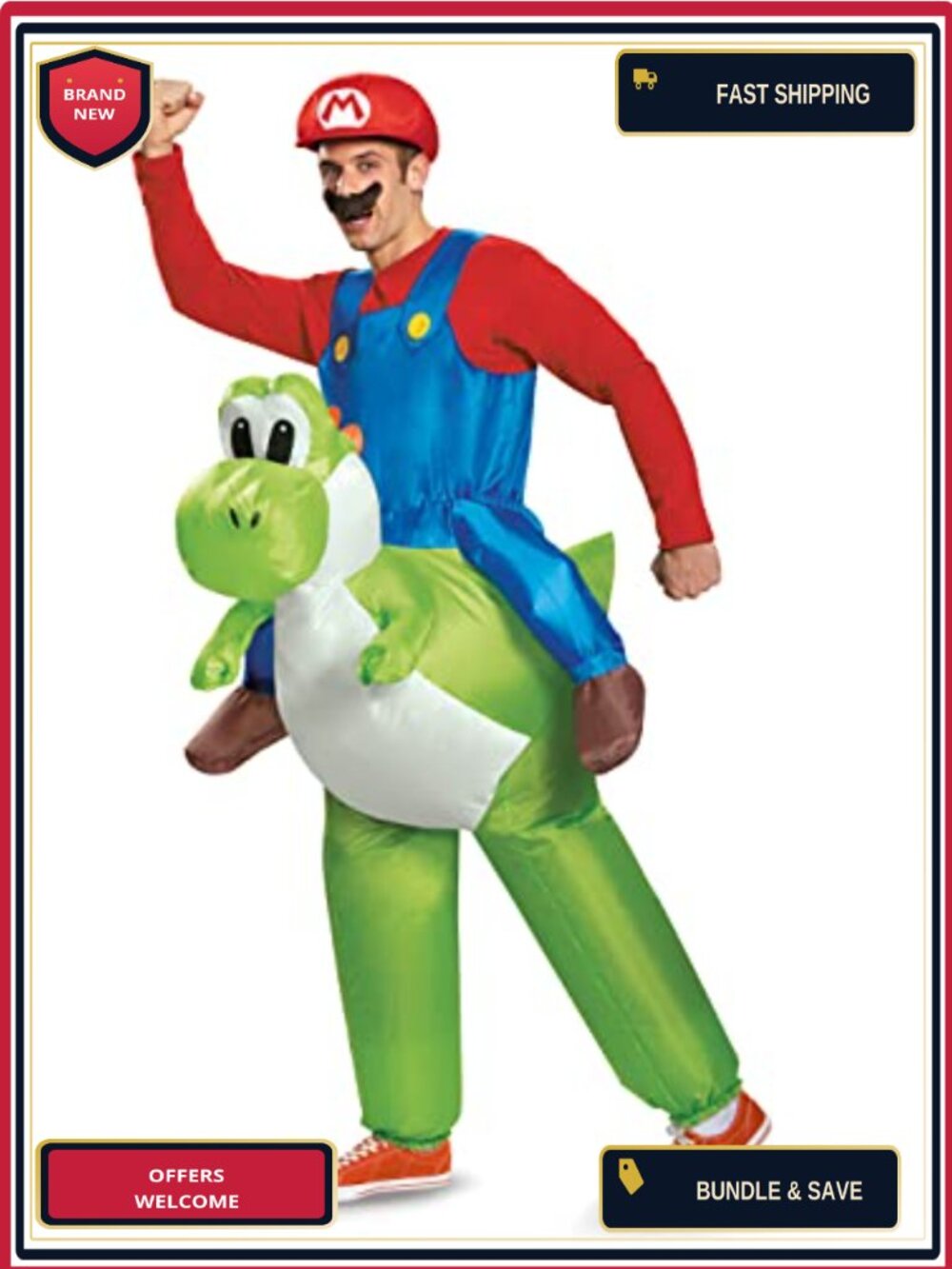 Inflatable Yoshi Costume Adult Nintendo Ride On Super Mario Bros
